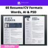30 set resume/cv + cover letter editable MS Word Template Pestabuku img 4