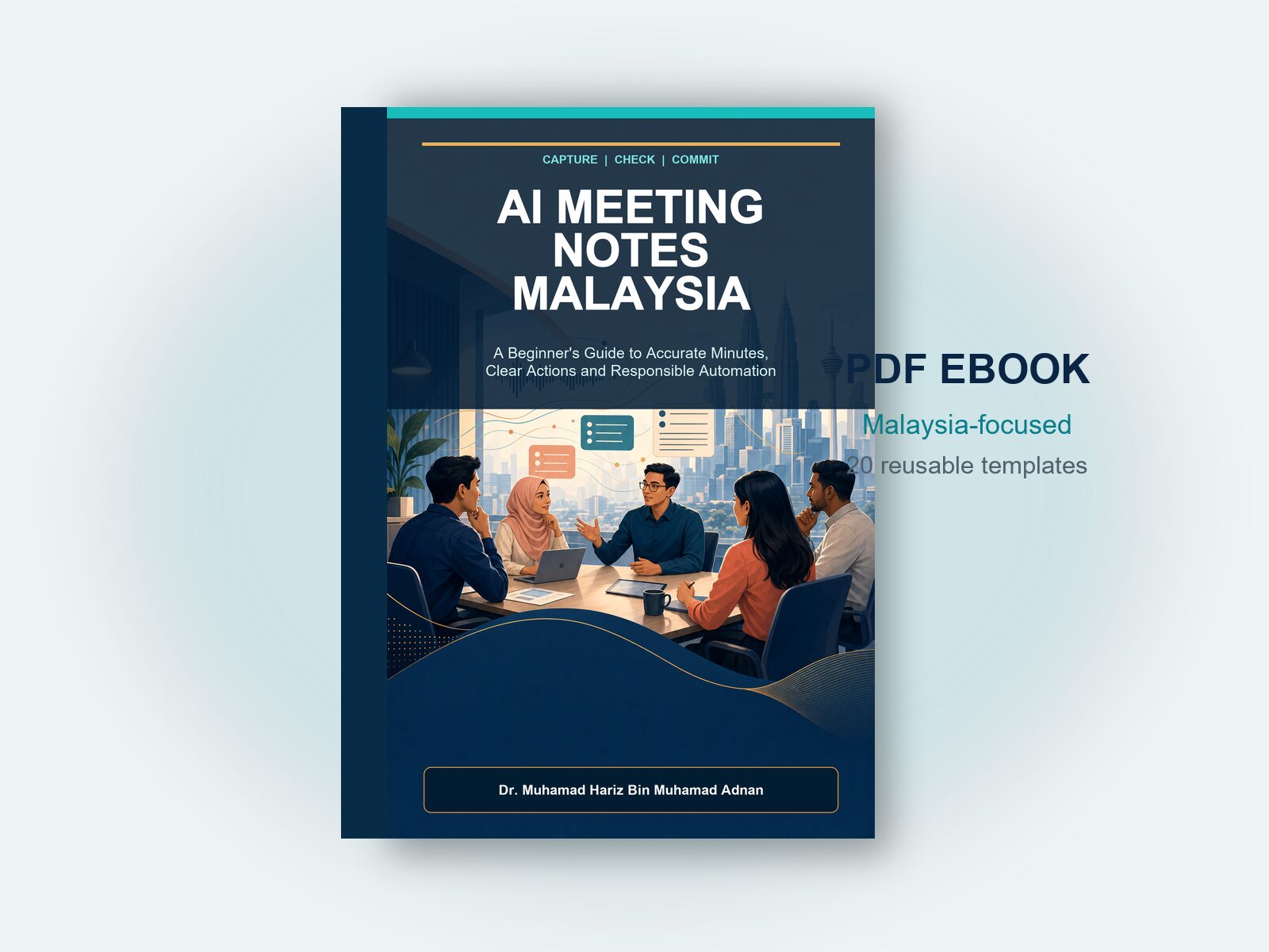 AI Meeting Notes Malaysia ebook displayed as a digital book mockup