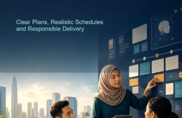 AI Project Management Malaysia ebook cover AI Project Management Malaysia ebook cover showing a Malaysian project team reviewing a timeline, task board and human oversight workflow