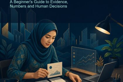 AI Business Plan Malaysia ebook cover showing a Malaysian founder arranging evidence cards, scenarios and a reviewable plan