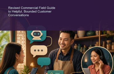 AI Chatbot for Business Malaysia commercial ebook cover showing a Malaysian small-business service conversation moving between a chatbot and human support