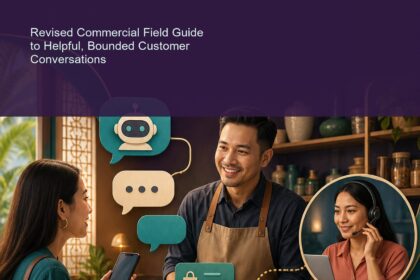 AI Chatbot for Business Malaysia commercial ebook cover showing a Malaysian small-business service conversation moving between a chatbot and human support