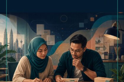 AI Copywriting Malaysia commercial ebook cover showing Malaysian professionals reviewing source-grounded copy in a small-business studio