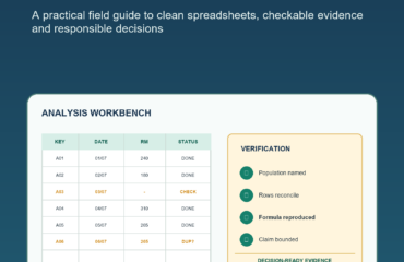 AI Data Analysis Malaysia commercial ebook cover showing a Malaysian analyst reviewing a spreadsheet, chart and verification trail