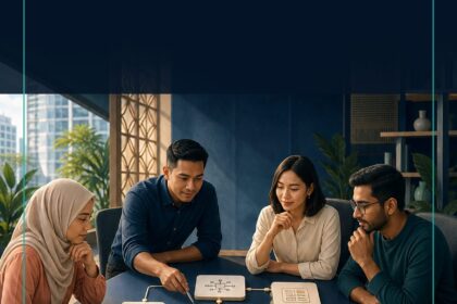 AI Governance Malaysia commercial ebook cover showing a Malaysian team reviewing a governance workflow and human release checkpoint