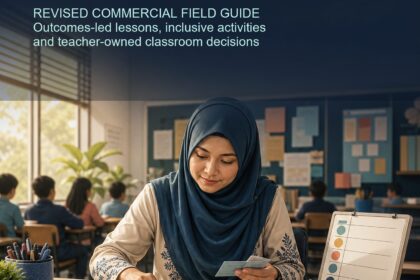 AI Lesson Planning Malaysia ebook cover showing a Malaysian teacher organising outcomes, activities and review cards