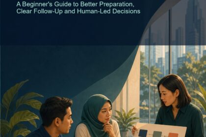 AI Sales Malaysia ebook cover showing three Malaysian professionals preparing for a customer conversation around account-research boards in a contemporary Kuala Lumpur workspace