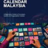 AI Social Media Calendar Malaysia ebook cover showing a Malaysian small-business creator arranging a colourful channel-neutral monthly content calendar