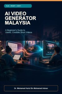 AI Video Generator Malaysia ebook cover showing Malaysian creators planning and reviewing an AI-assisted video workflow