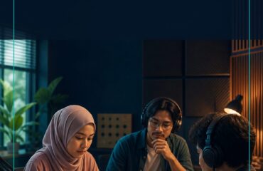 AI Voiceover Malaysia revised commercial cover AI Voiceover Malaysia commercial ebook cover showing a Malaysian audio production team reviewing narration in a studio