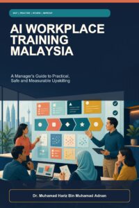 AI Workplace Training Malaysia ebook cover showing a diverse Malaysian team moving through a role map, practice lab and five review gates